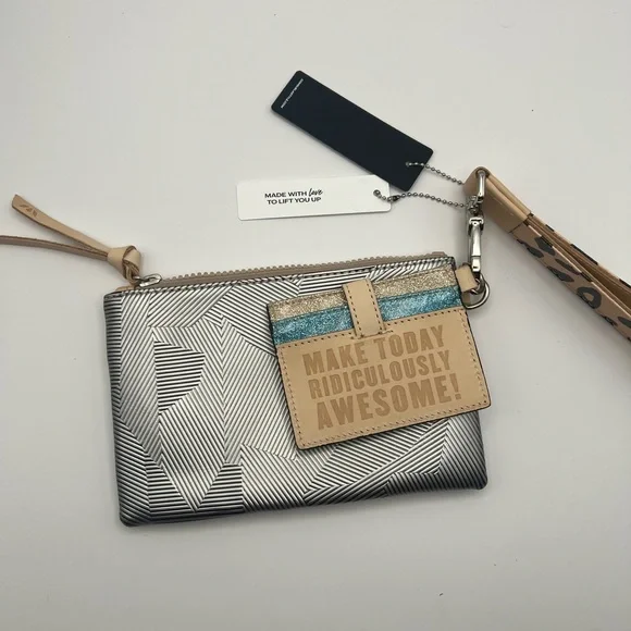 Consuela Silver and Tan Clutch Wristlet - Picture 3 of 10